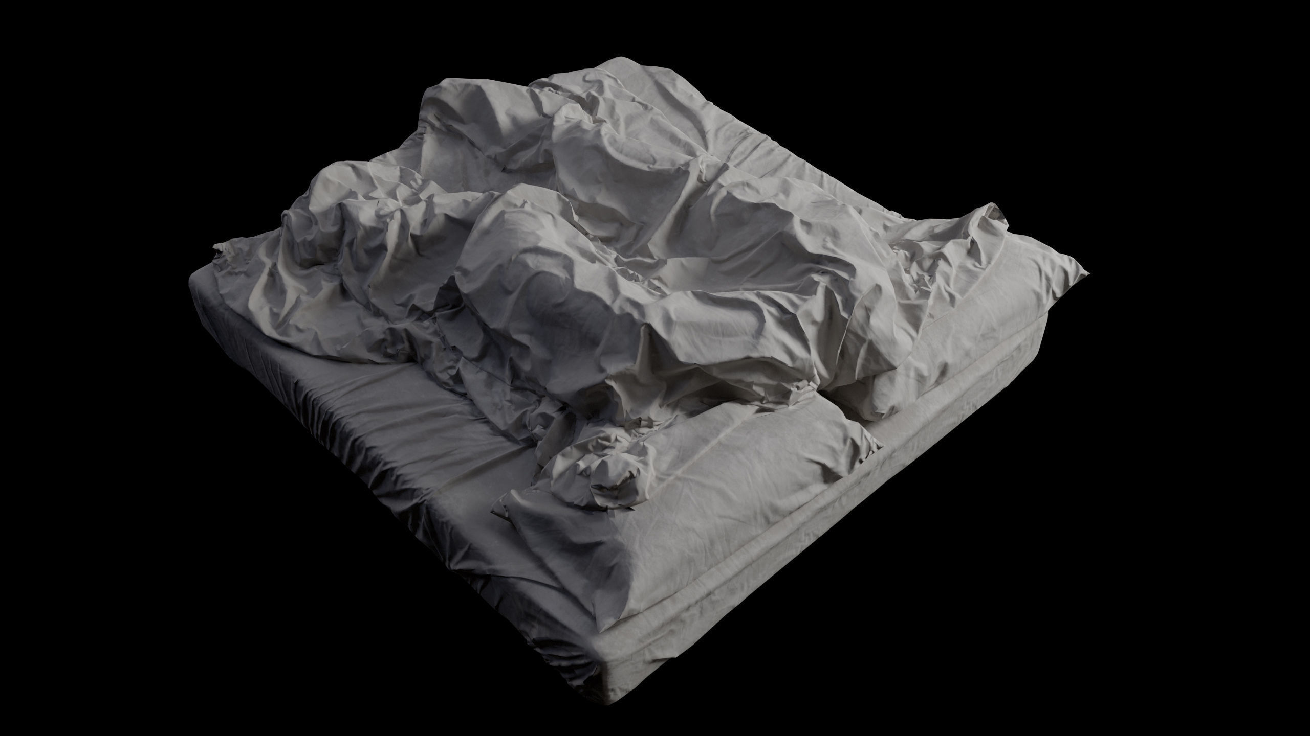 Double Bed with Sleeping Person Low-Poly Low-poly 3D model_2