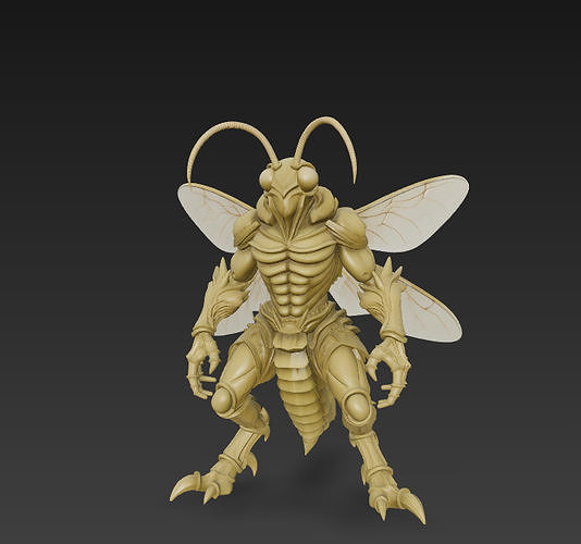 Wasp Warrior Hybrid STL Fantasy Insect Creature 3D model