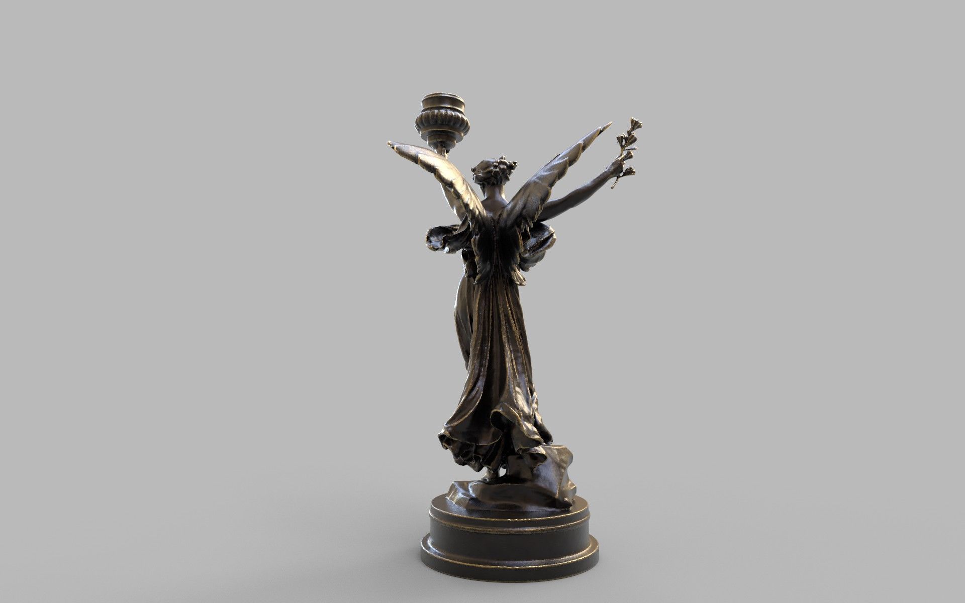 candle holder statue  3D model_2