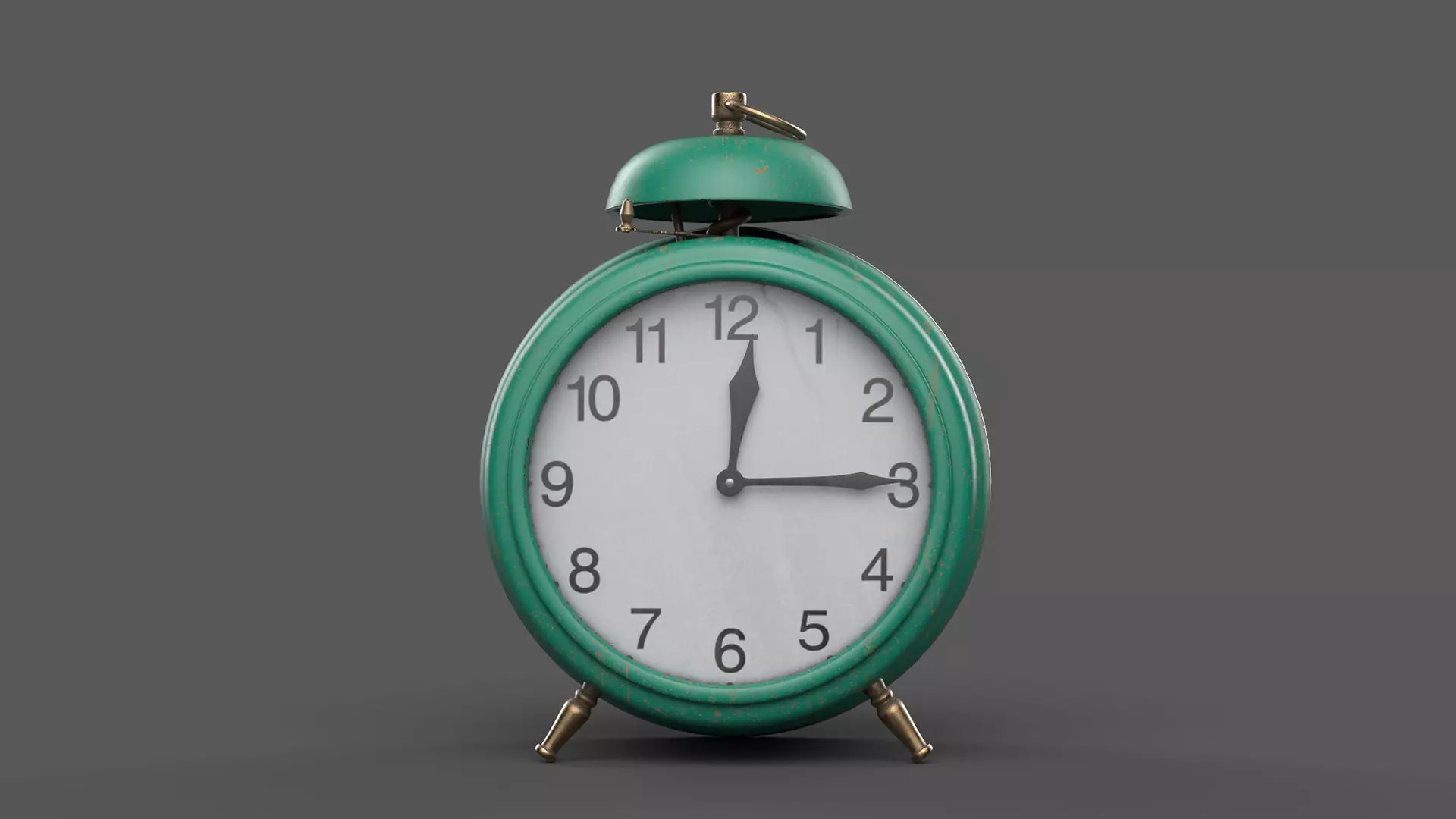 Realistic Vintage Alarm Clock  Low-poly 3D model_0