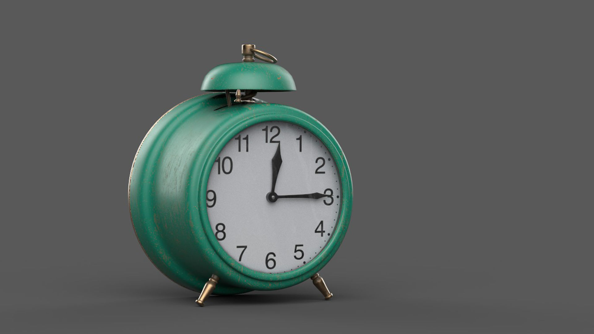 Realistic Vintage Alarm Clock  Low-poly 3D model_1