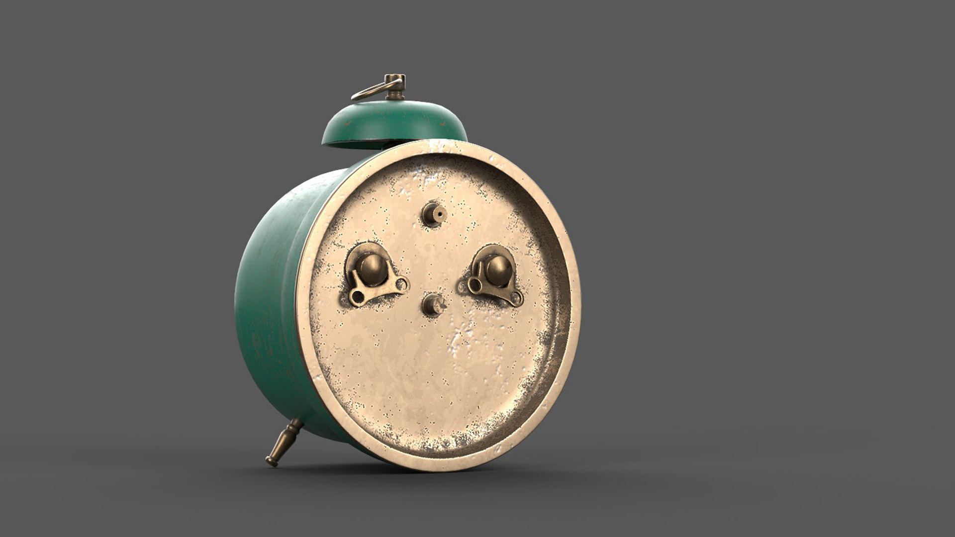 Realistic Vintage Alarm Clock  Low-poly 3D model_2