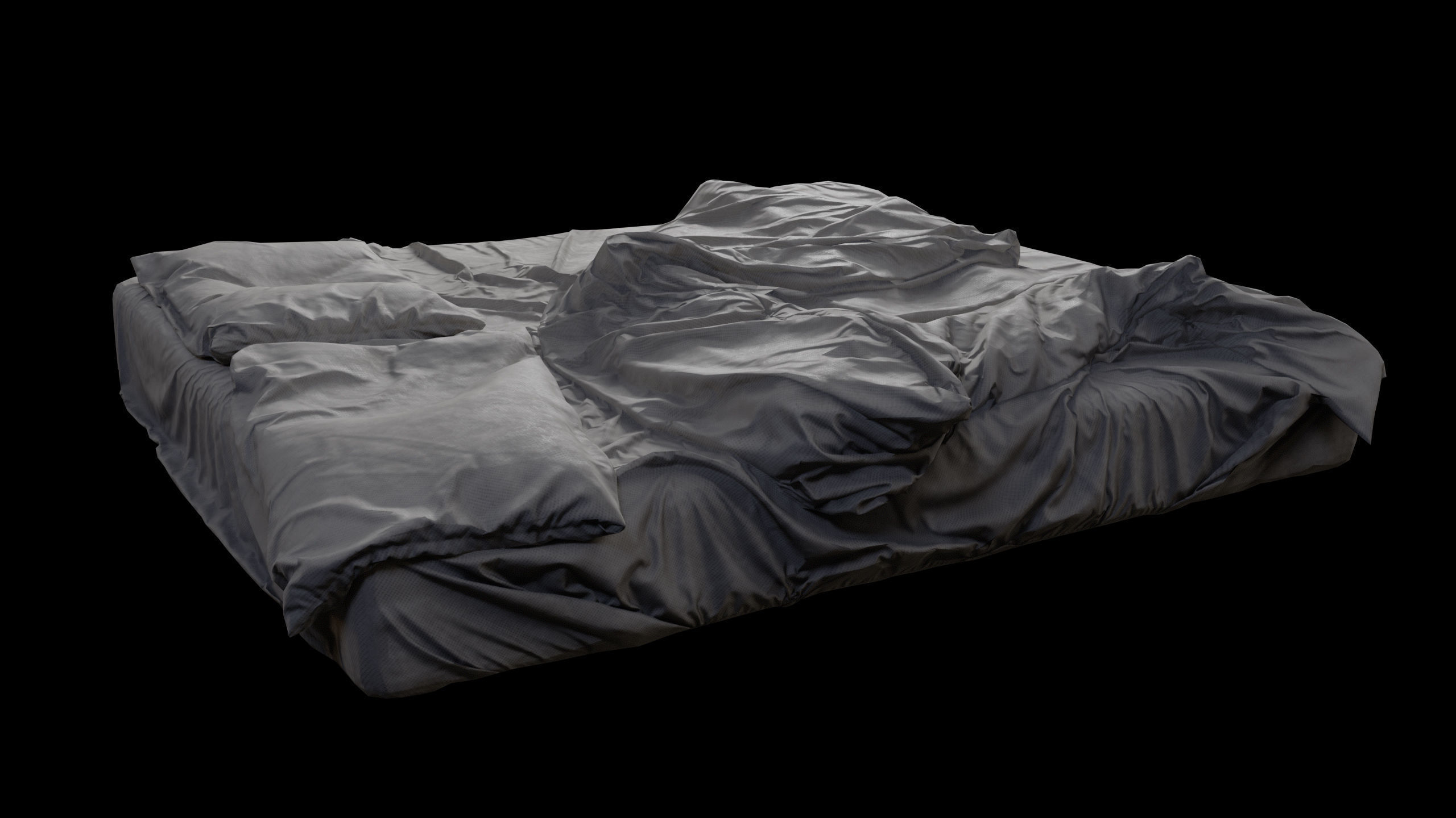 Double Bed Unmade Low-Poly Low-poly 3D model_6