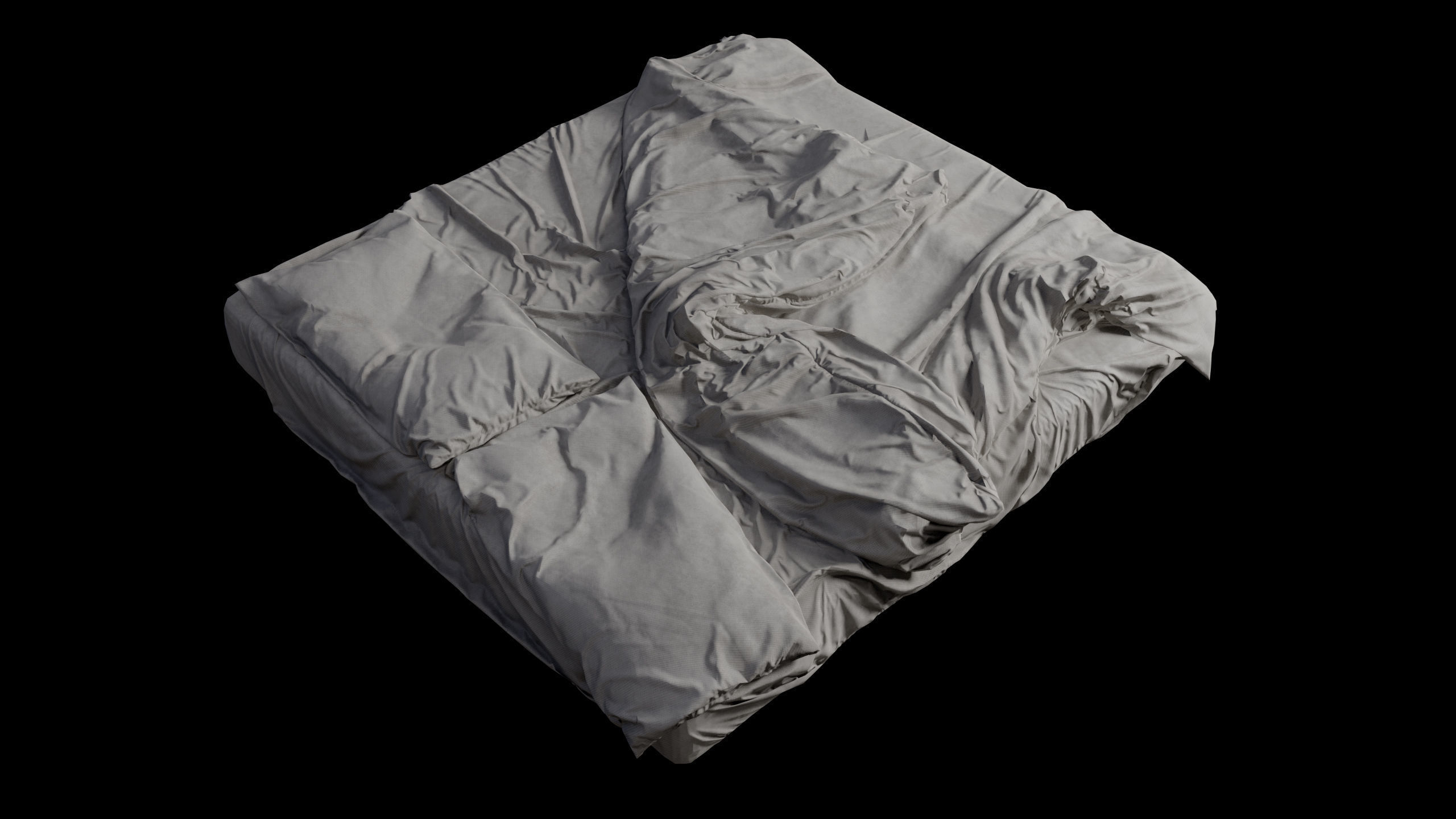 Double Bed Unmade Low-Poly Low-poly 3D model_3