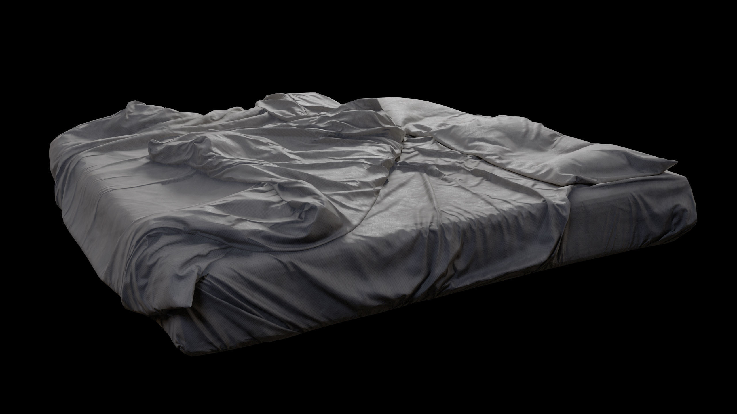 Double Bed Unmade Low-Poly Low-poly 3D model_5