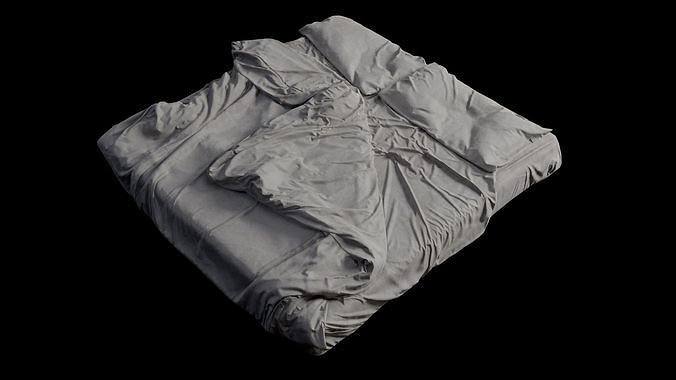Double Bed Unmade Low-Poly Low-poly 3D model