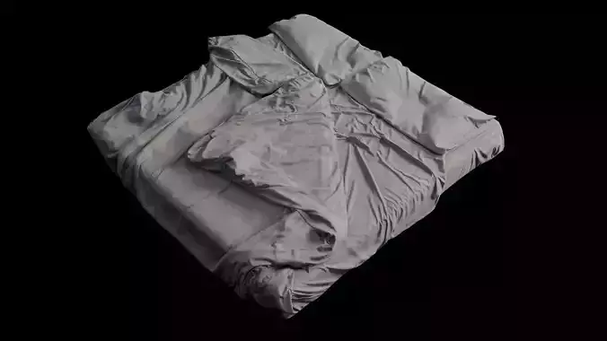 Double Bed Unmade Low-Poly