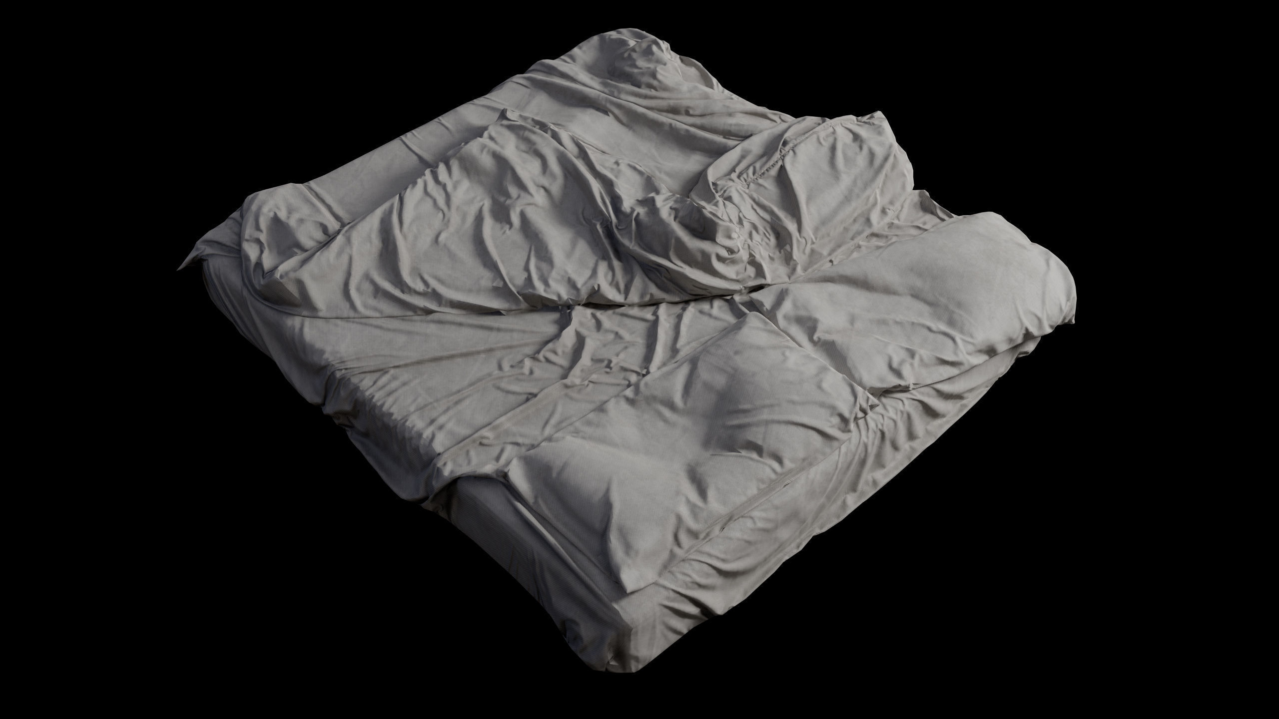 Double Bed Unmade Low-Poly Low-poly 3D model_2