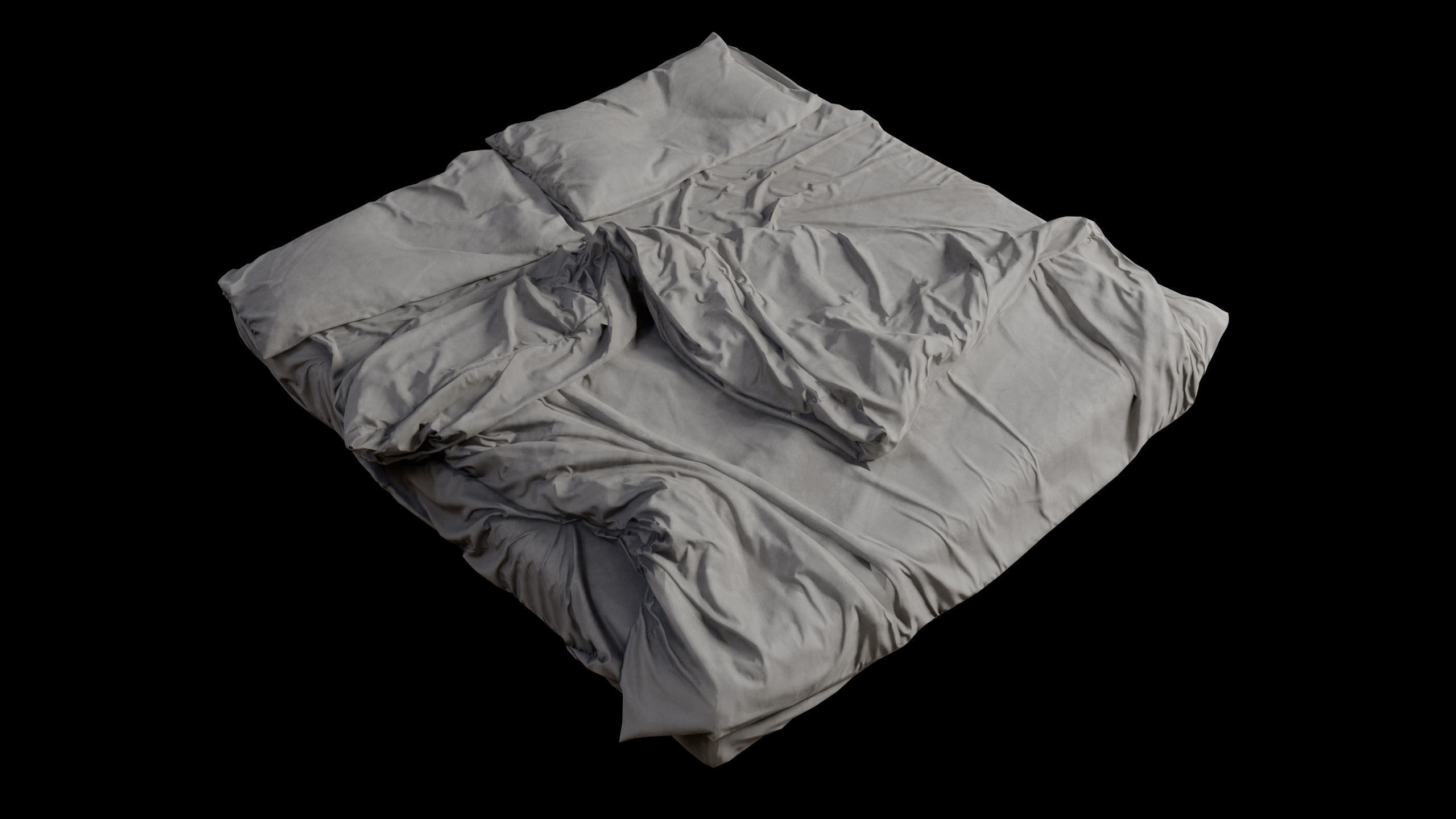Double Bed Unmade Low-Poly Low-poly 3D model_4