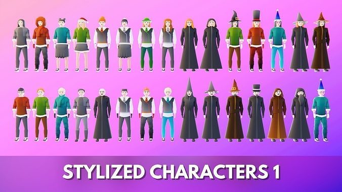 Low Poly Stylized Characters Pack 1 Low-poly 3D model