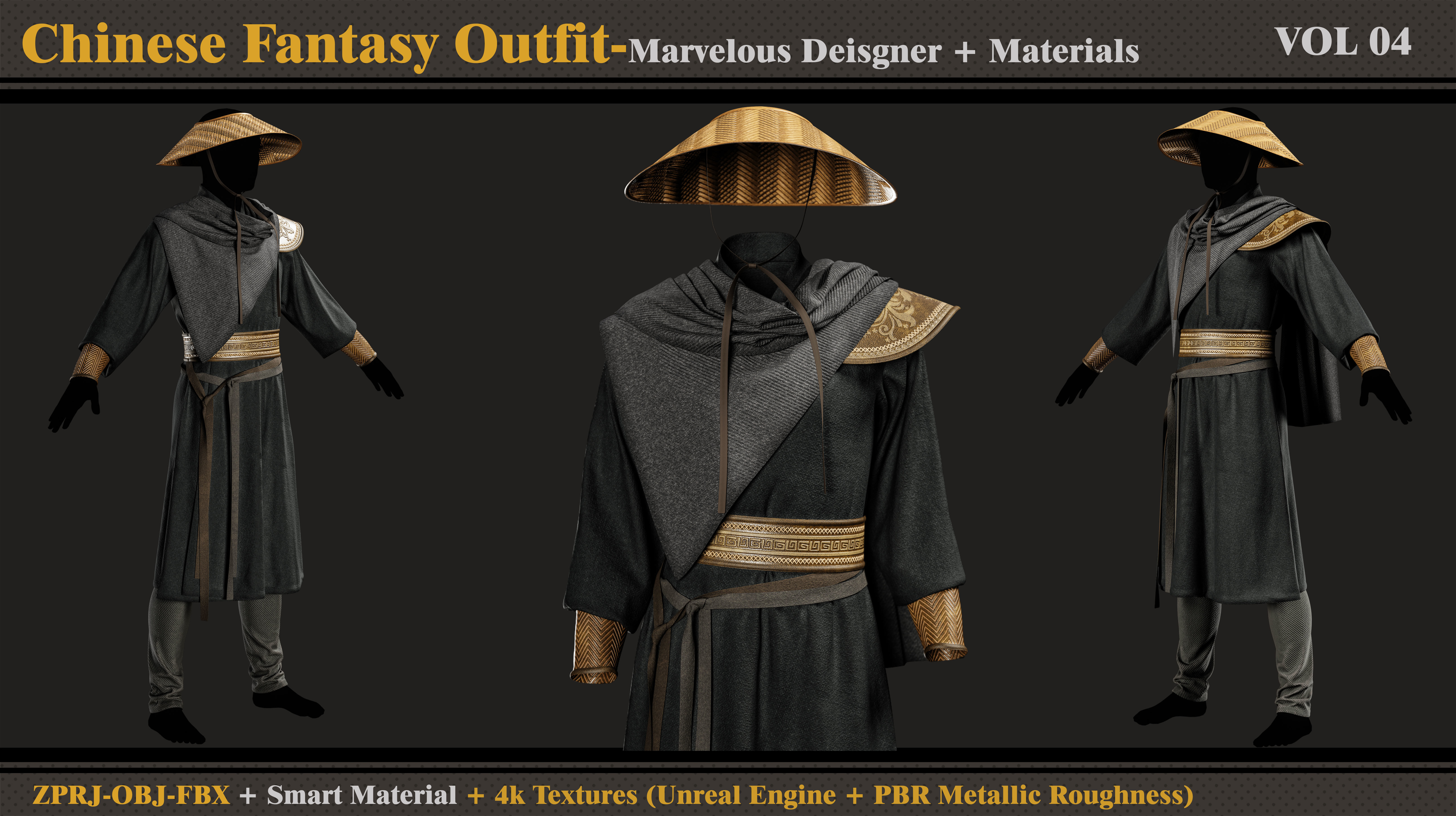 Chinese Fantasy Outfit-MD-Clo3d-Smart Material-Textures-OBJ-FBX 3D model_1