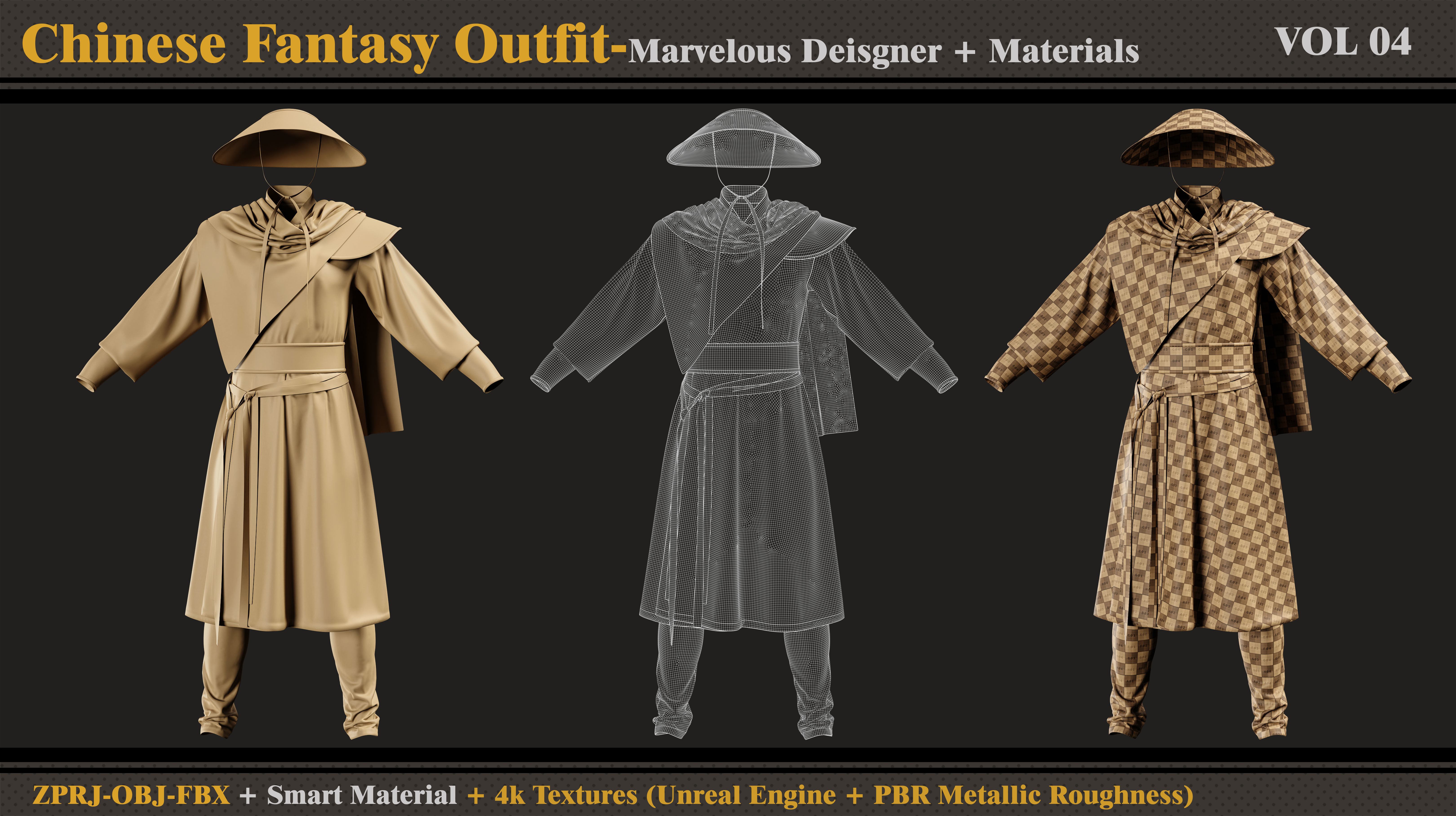 Chinese Fantasy Outfit-MD-Clo3d-Smart Material-Textures-OBJ-FBX 3D model_3