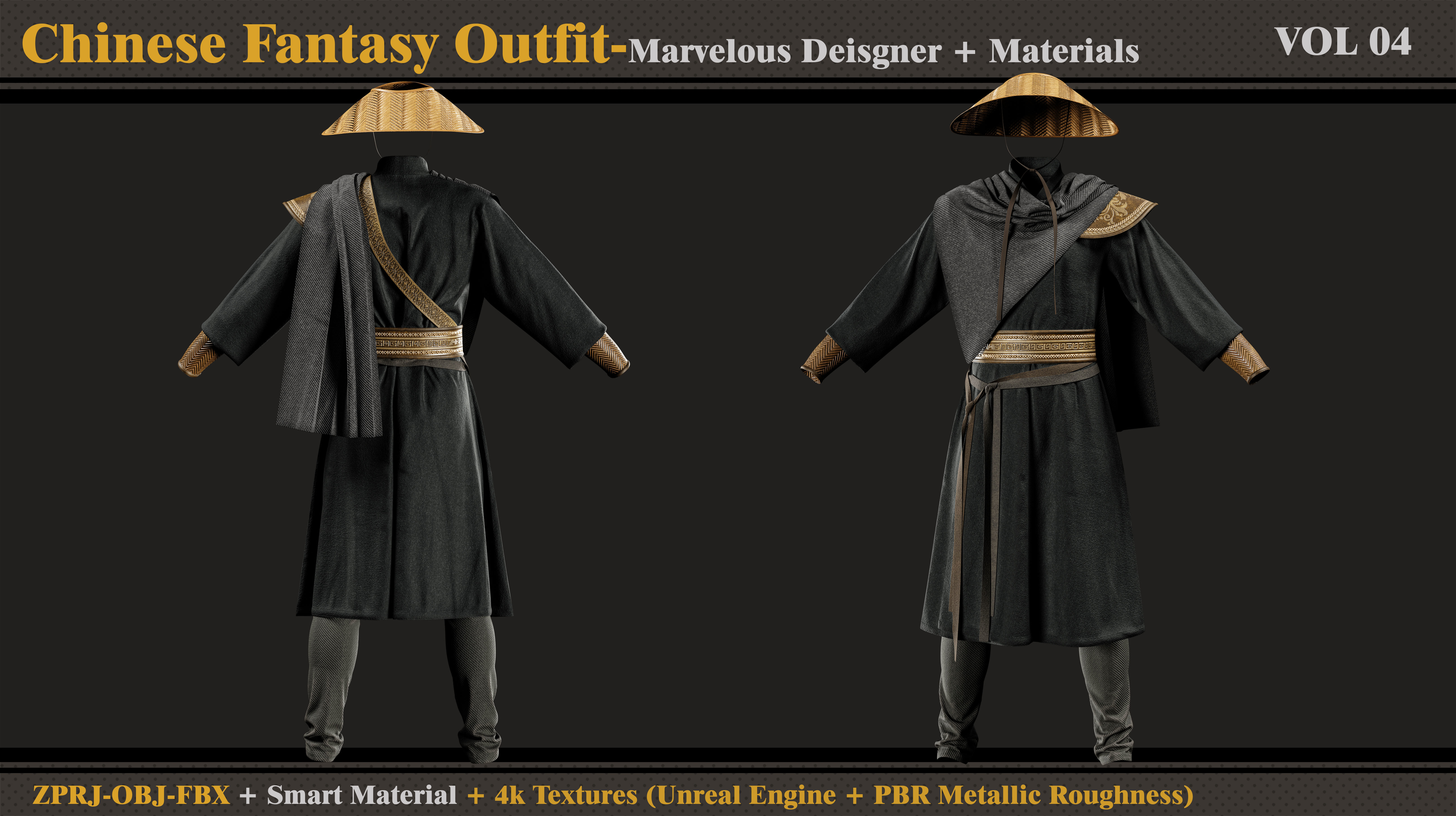 Chinese Fantasy Outfit-MD-Clo3d-Smart Material-Textures-OBJ-FBX 3D model_2