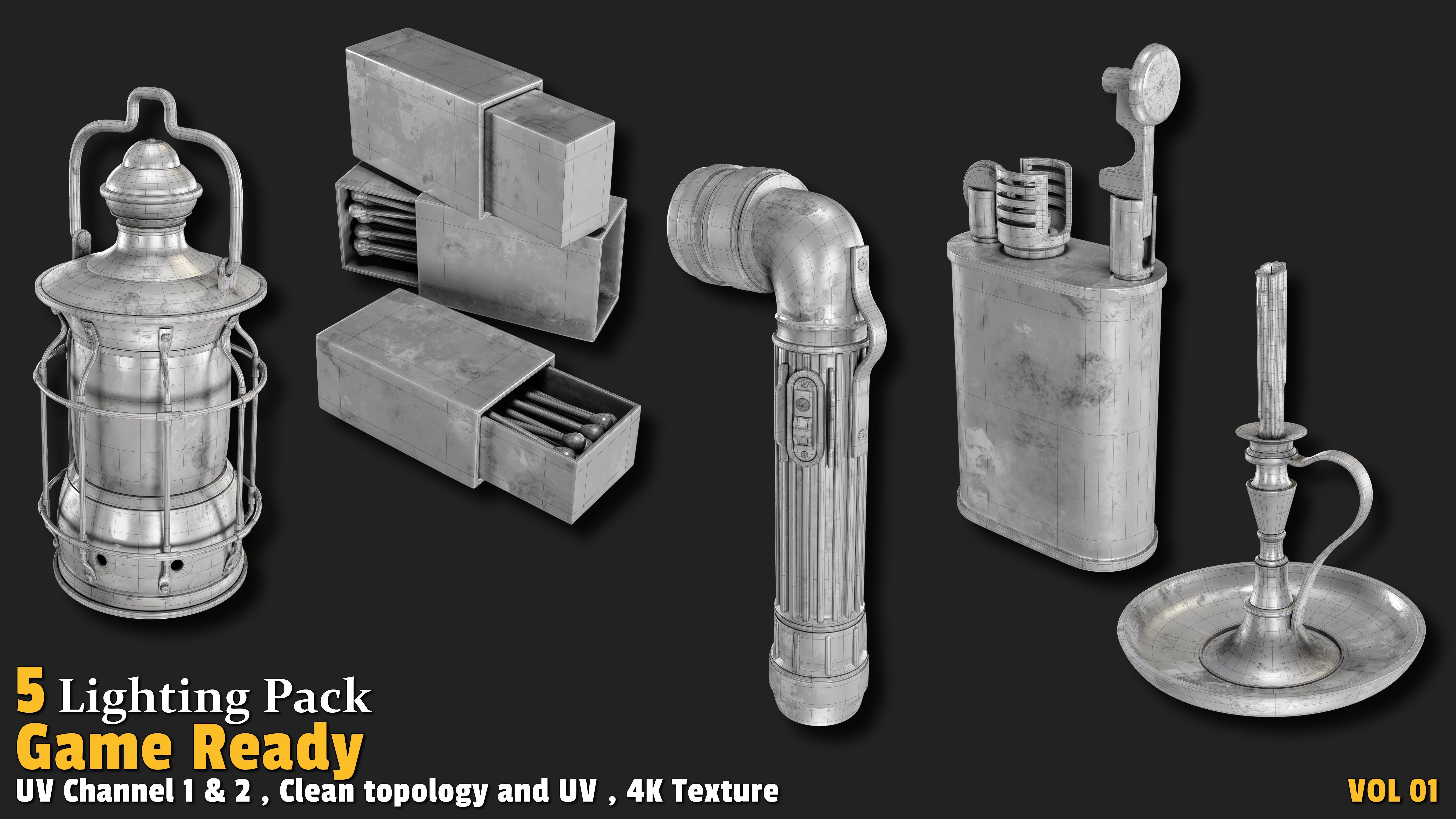 Lighting Props Game Ready VOL01 Low-poly 3D model_3