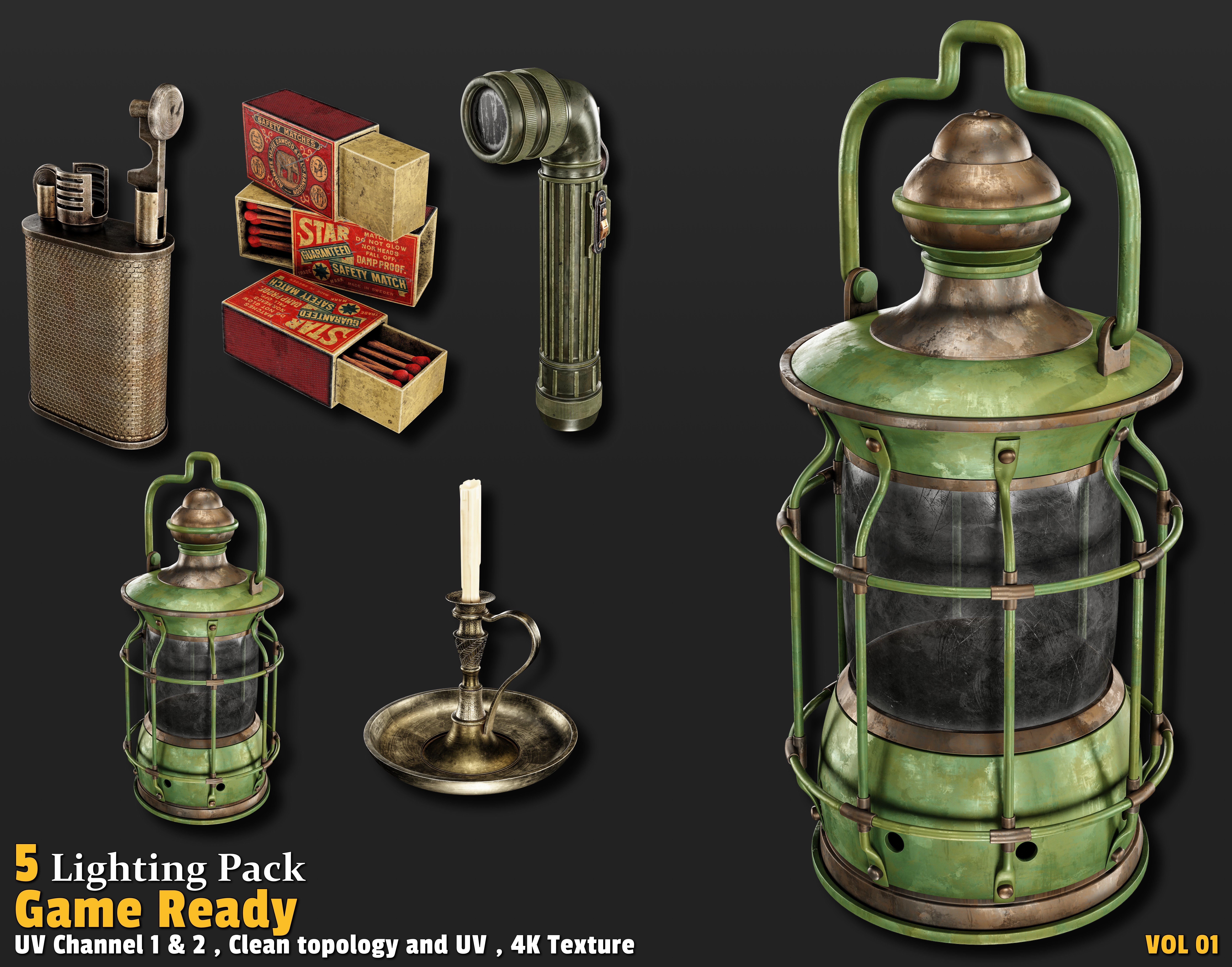 Lighting Props Game Ready VOL01 Low-poly 3D model_4