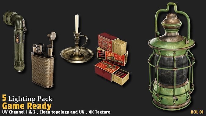 Lighting Props Game Ready VOL01 Low-poly 3D model