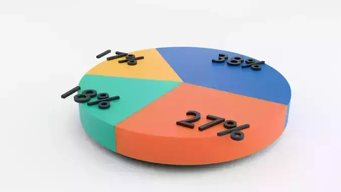 Pie Chart 4 Segment     Editable 3D Infographic