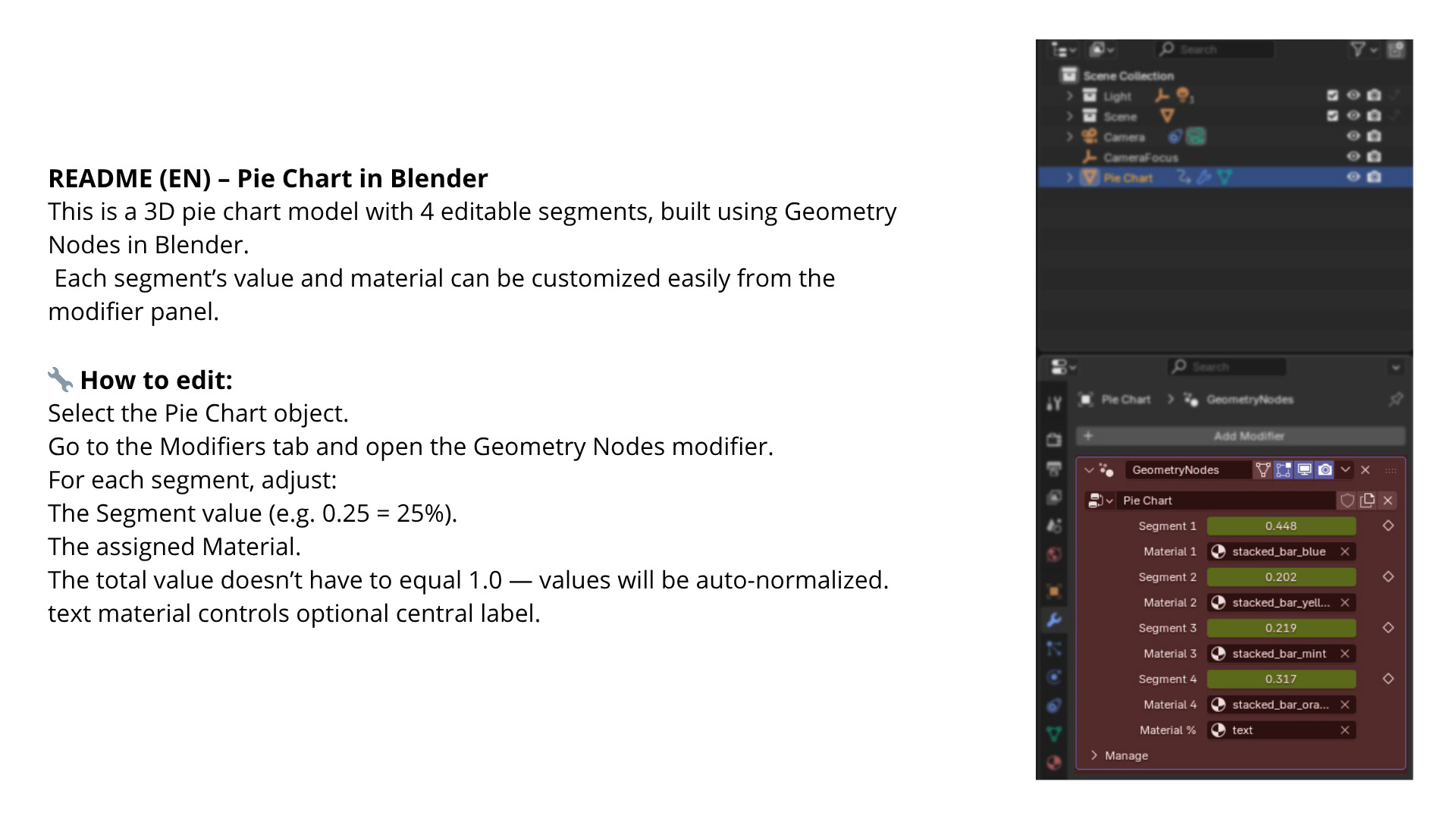 Pie Chart 4 Segment     Editable 3D Infographic 3D model_3