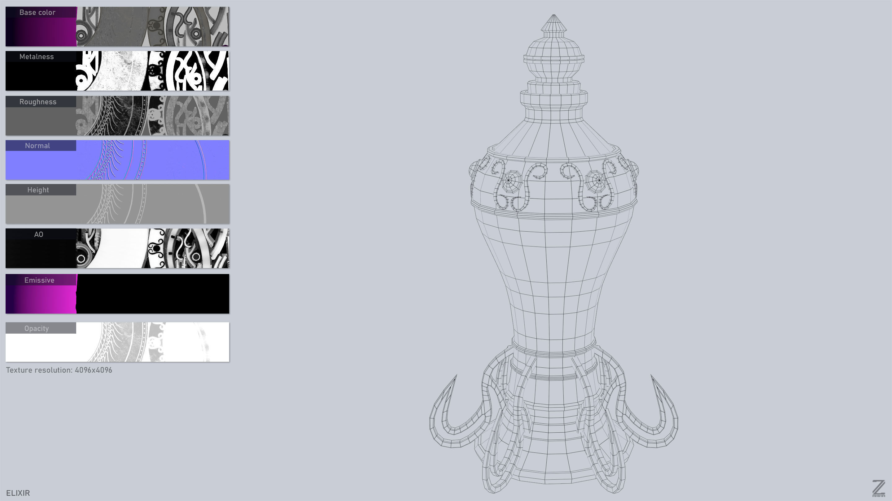Elixir Low-poly 3D model_3