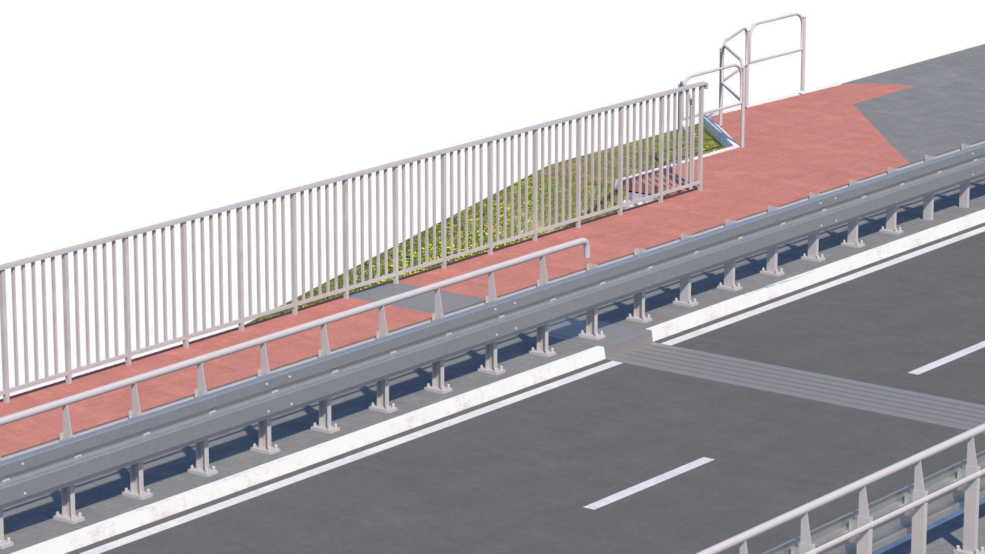 High detailed 4 lane bridge over the main road  3D model_5