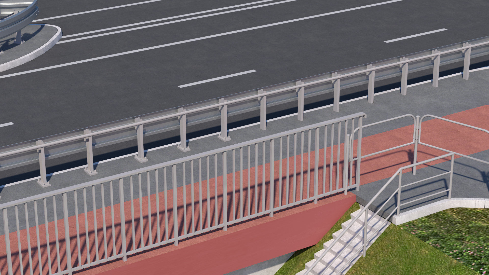 High detailed 4 lane bridge over the main road  3D model_8