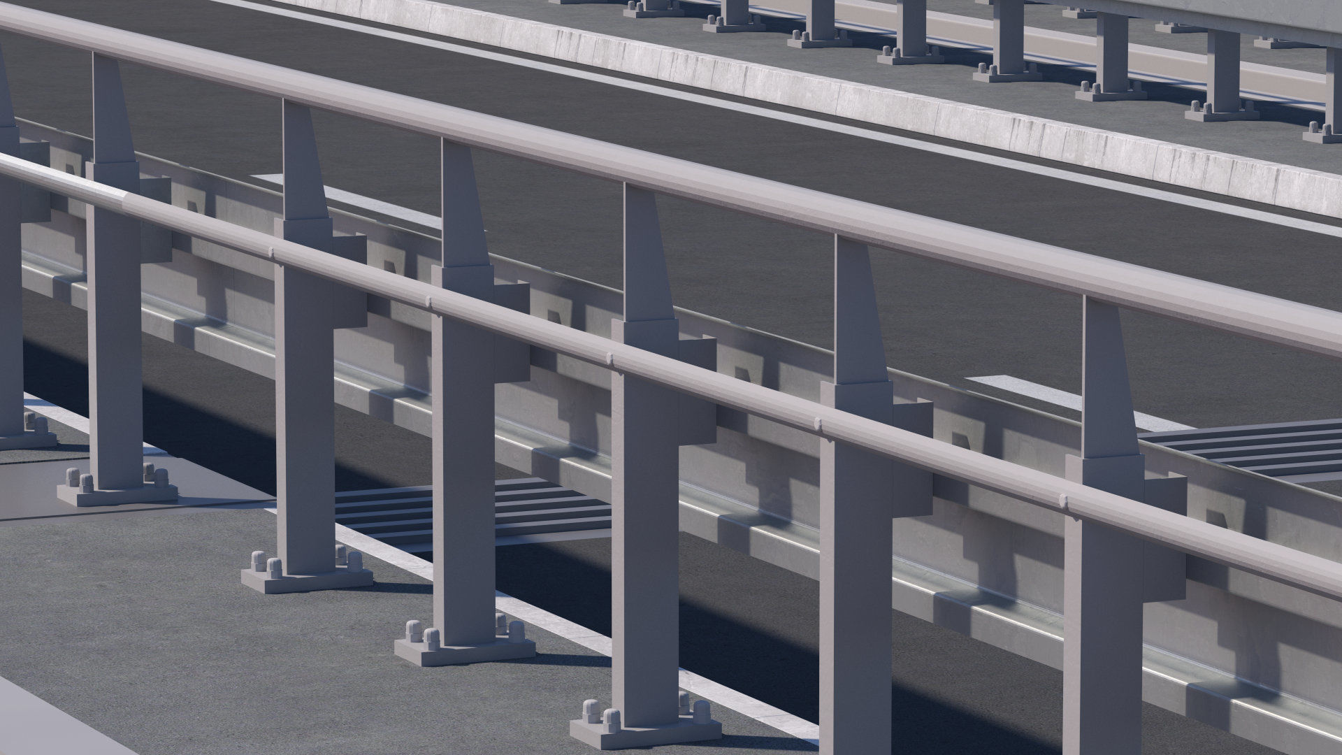 High detailed 4 lane bridge over the main road  3D model_7
