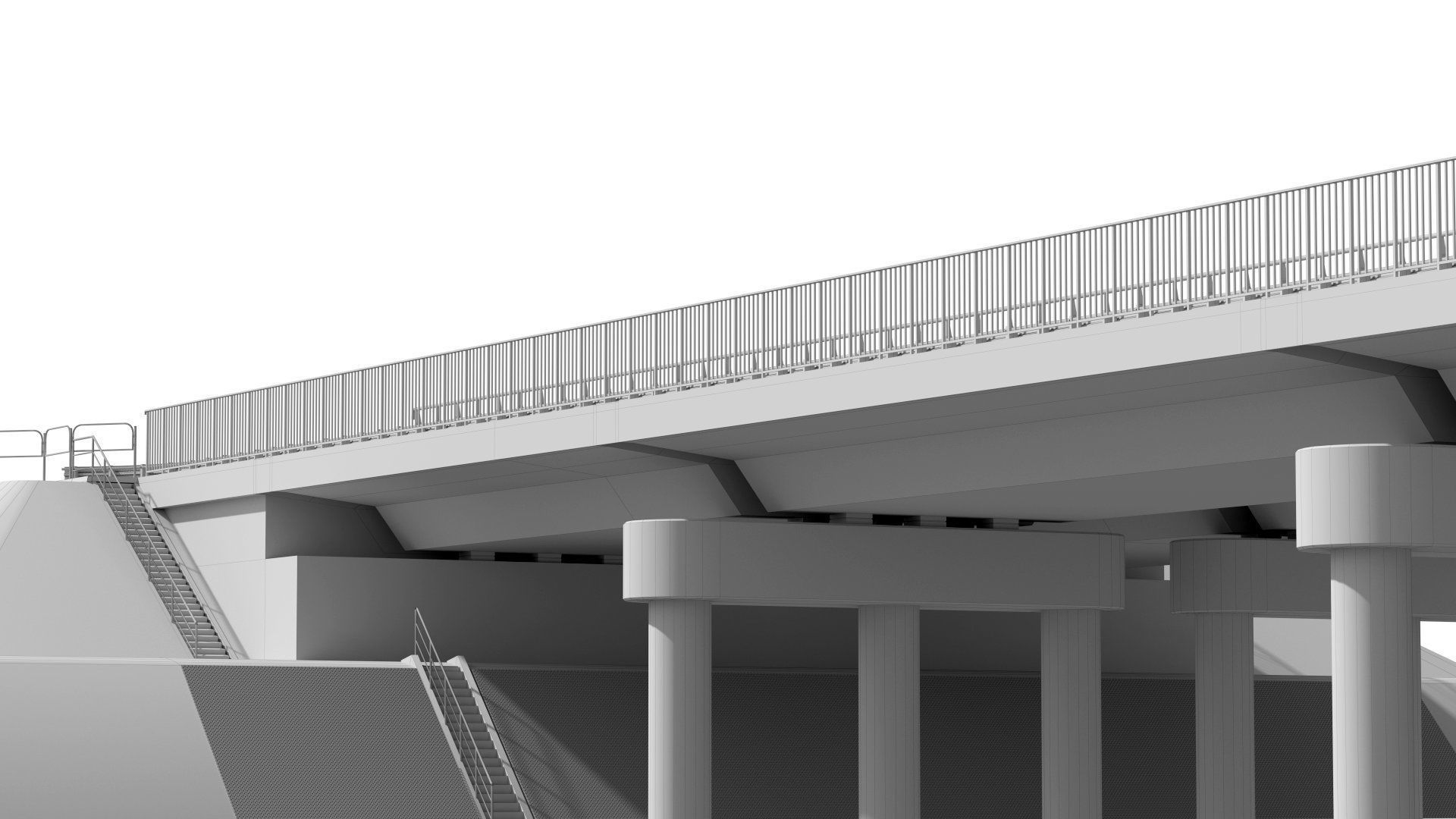 High detailed 4 lane bridge over the main road  3D model_13