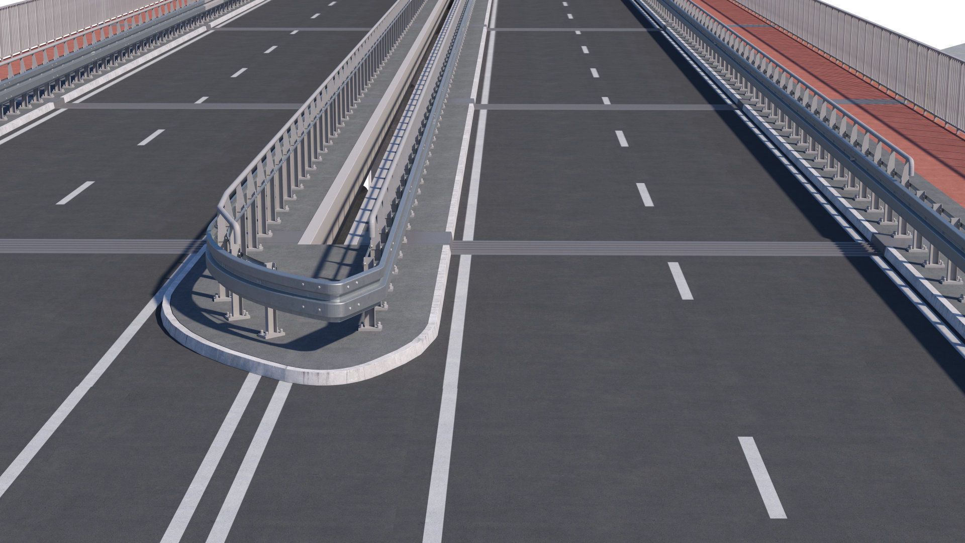 High detailed 4 lane bridge over the main road  3D model_6