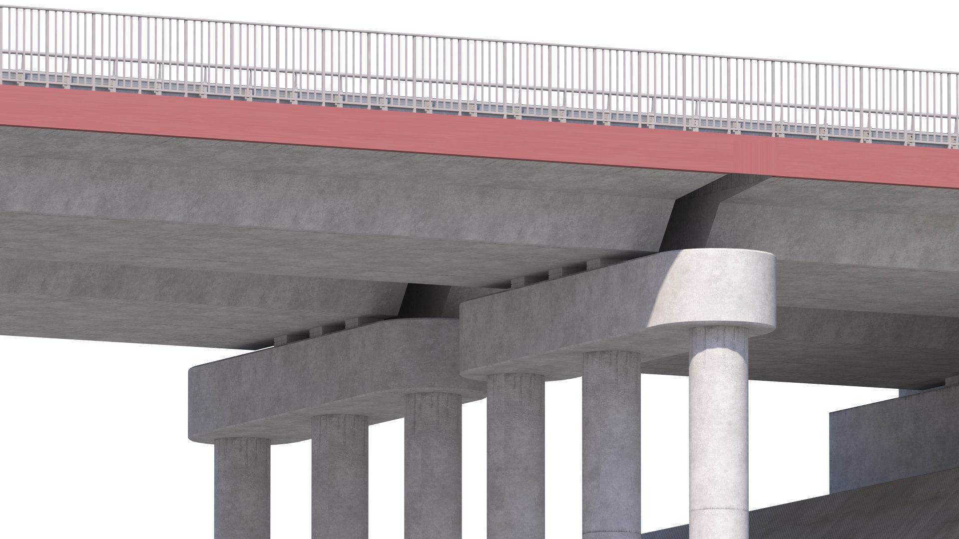 High detailed 4 lane bridge over the main road  3D model_4