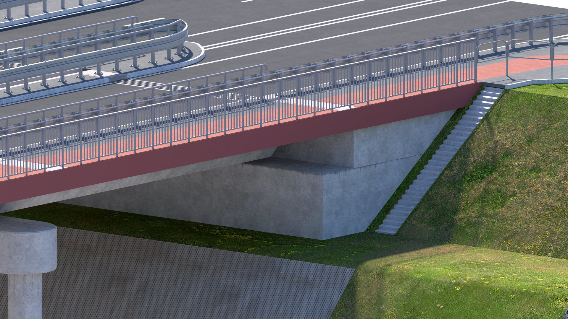 High detailed 4 lane bridge over the main road  3D model_10