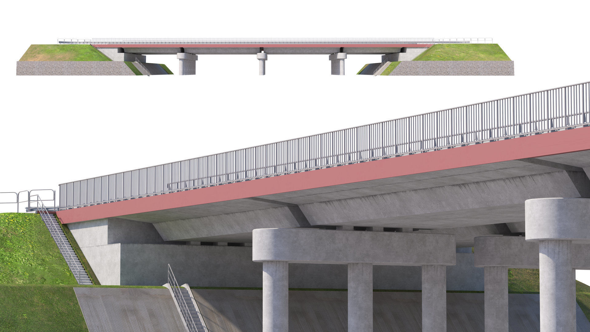 High detailed 4 lane bridge over the main road  3D model_1