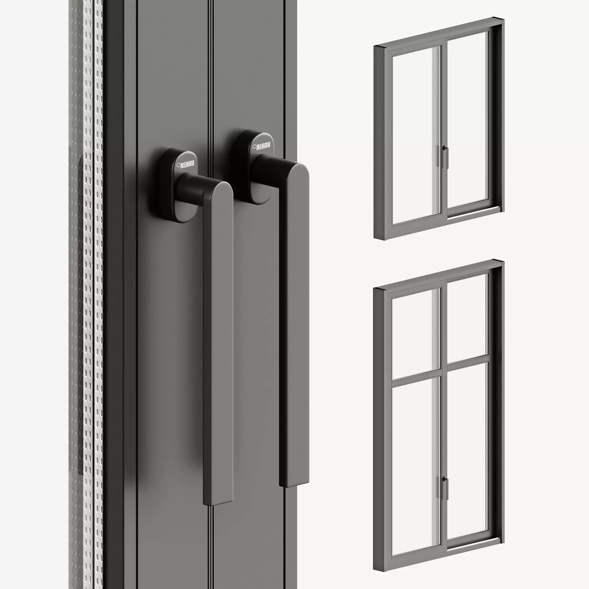 Modern style sliding windows and doors 3D model_0