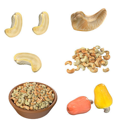 Cashew fruit set   Low-poly 3D model