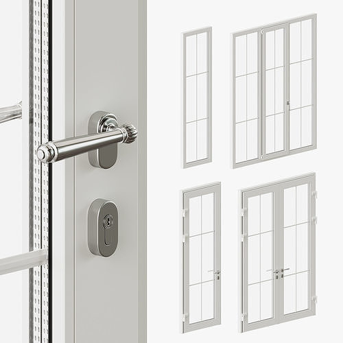 Classic style windows and glass entrance doors 3D model