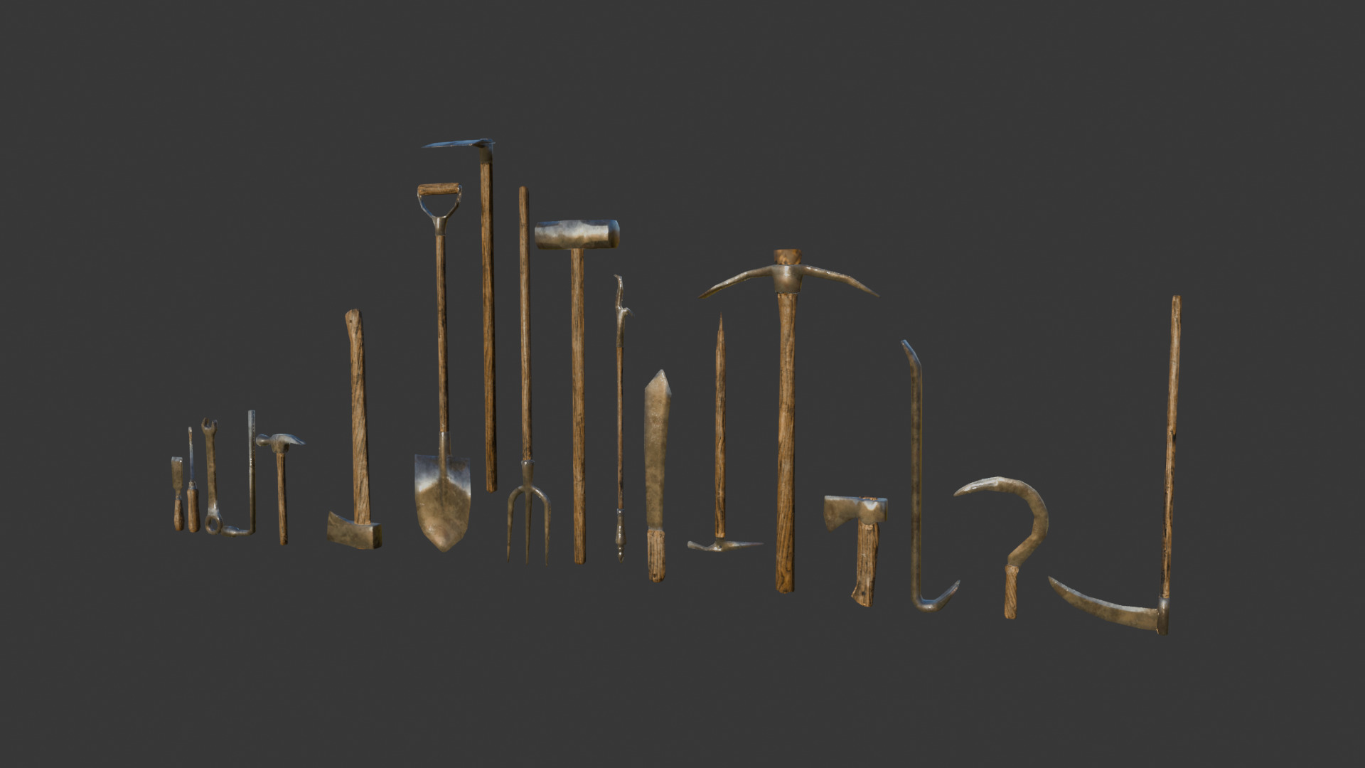 Medieval Tools  Low-poly 3D model_1