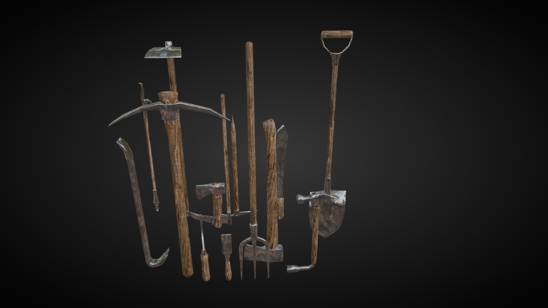 Medieval Tools  Low-poly 3D model_6