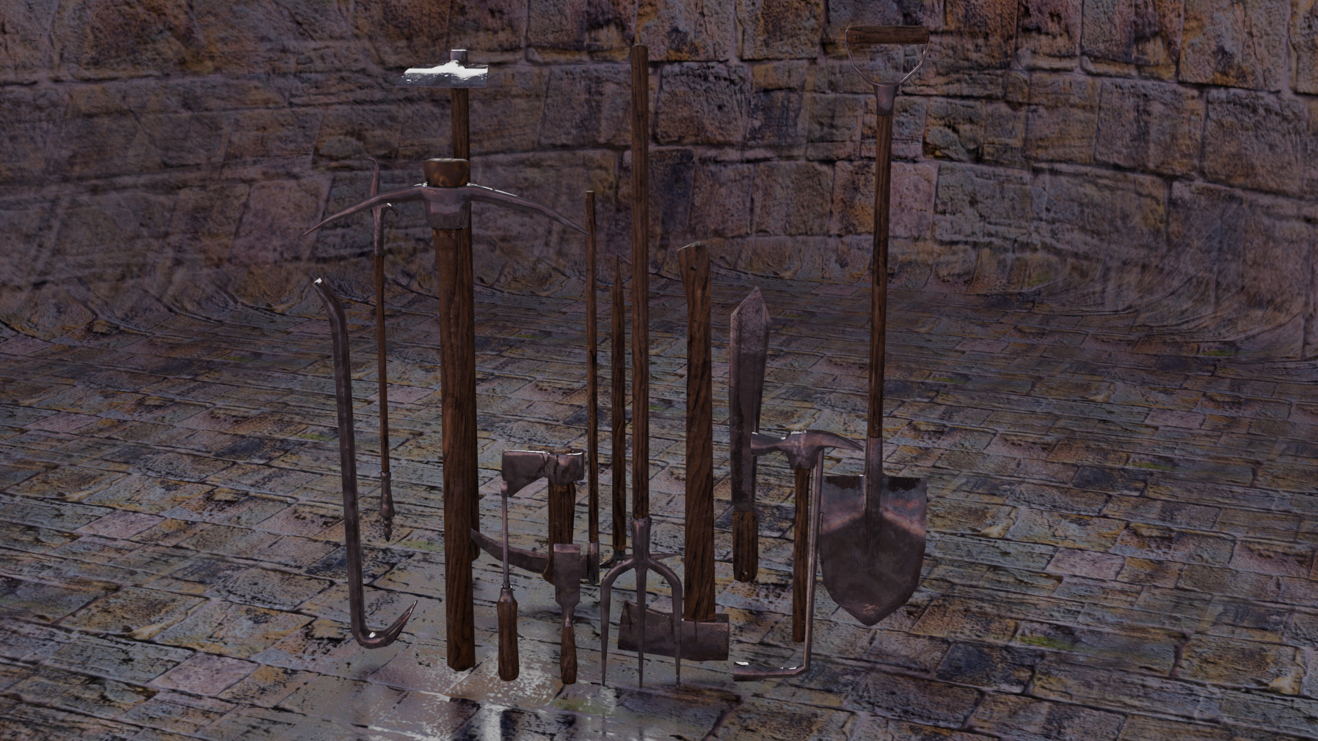 Medieval Tools  Low-poly 3D model_4