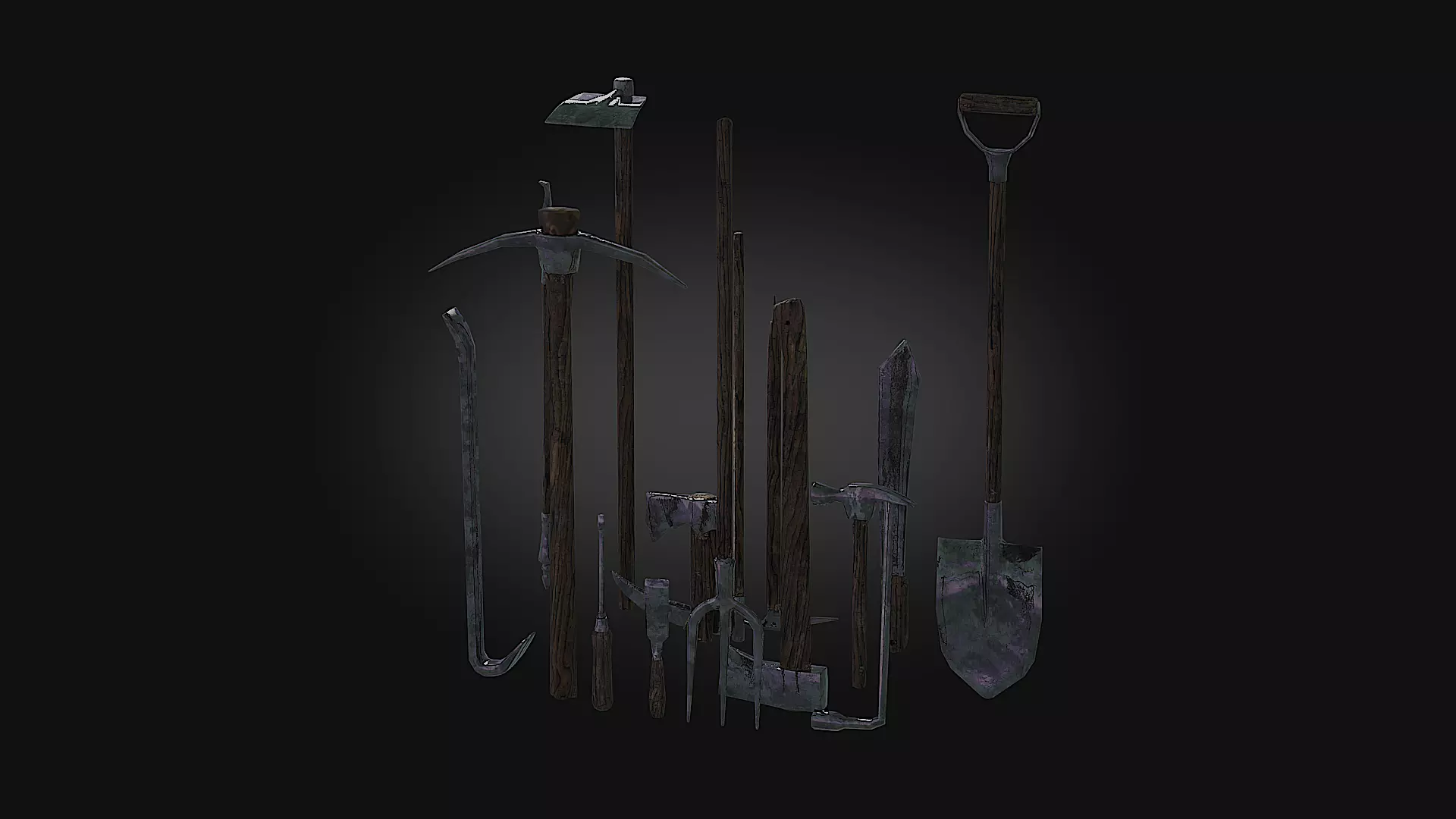 Medieval Tools  Low-poly 3D model_0