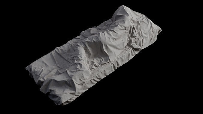 Single Bed with Sleeping Person Low-Poly Low-poly 3D model