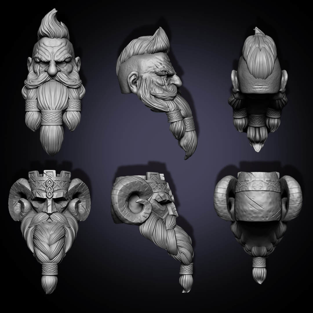 Dwarf Head Set Mythic Legions Custom 3D print model_1