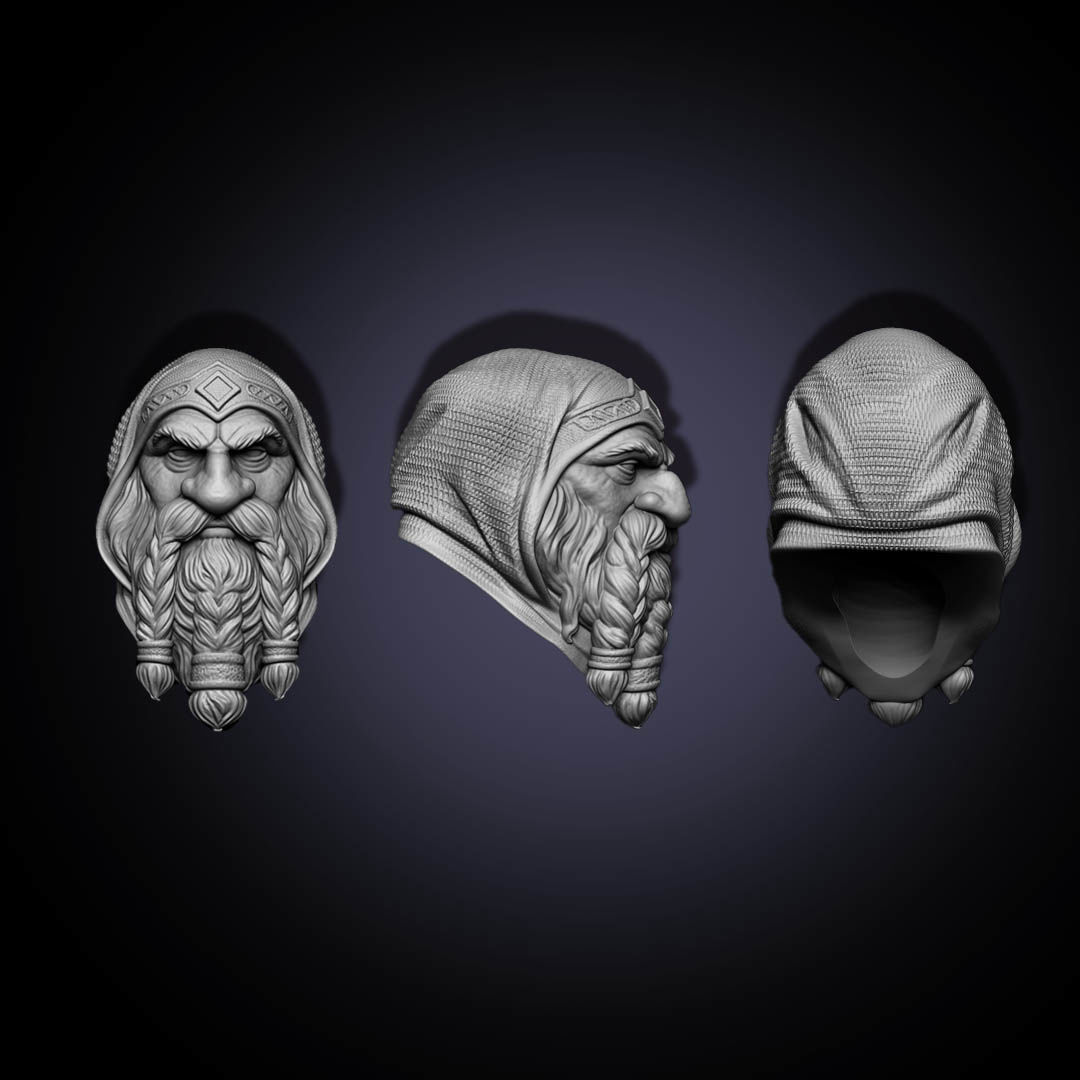 Dwarf Head Set Mythic Legions Custom 3D print model_3