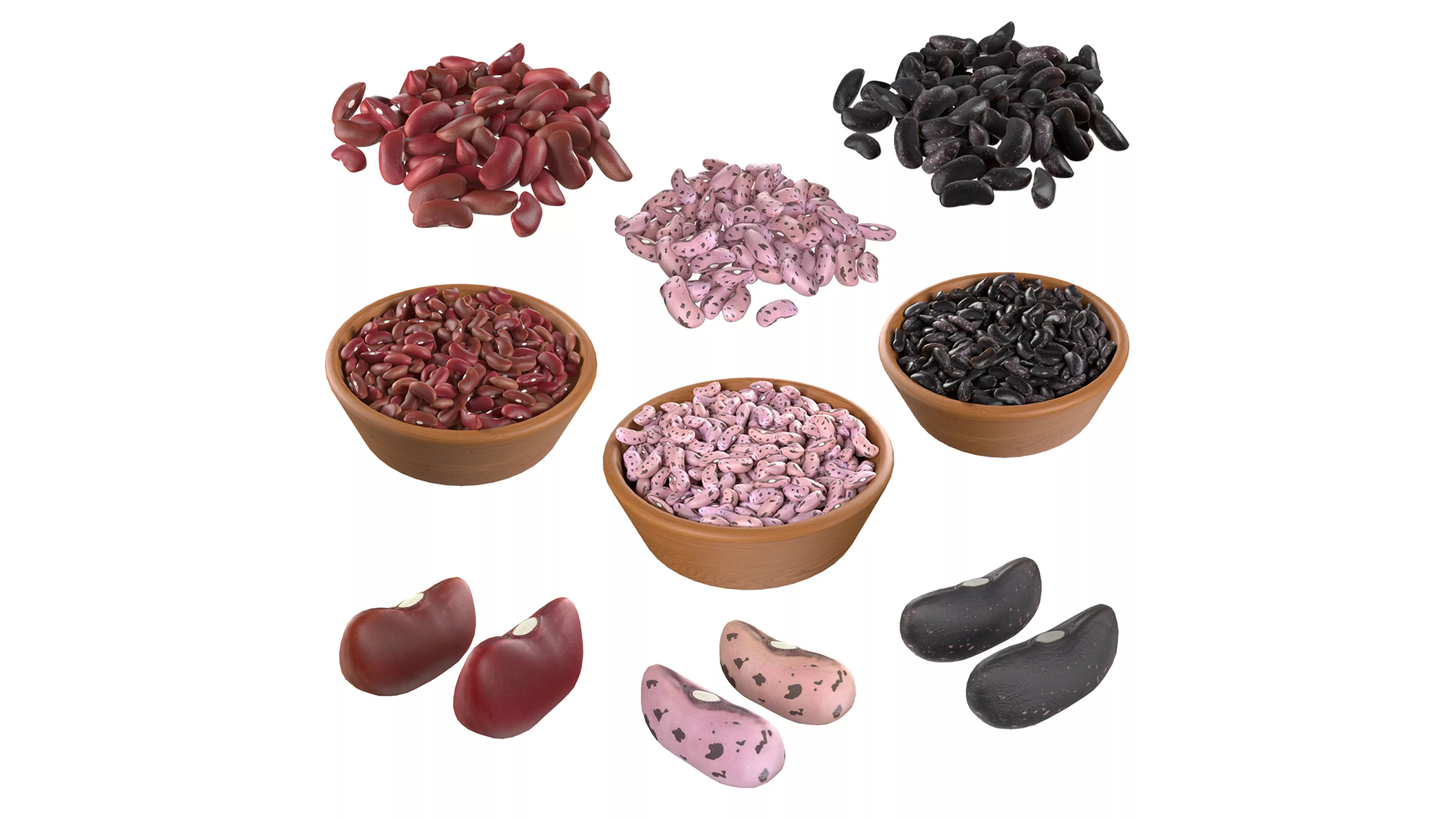 Kidney Bean Collection Low-poly 3D model
