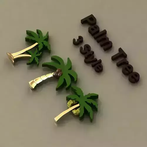  Palm Tree Charm Set 3 Tropical Styles Coconut Banana Classic 3D print model