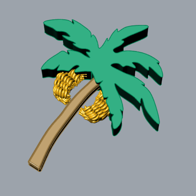 Palm Tree Charm Set 3 Tropical Styles Coconut Banana Classic 3D print model_5