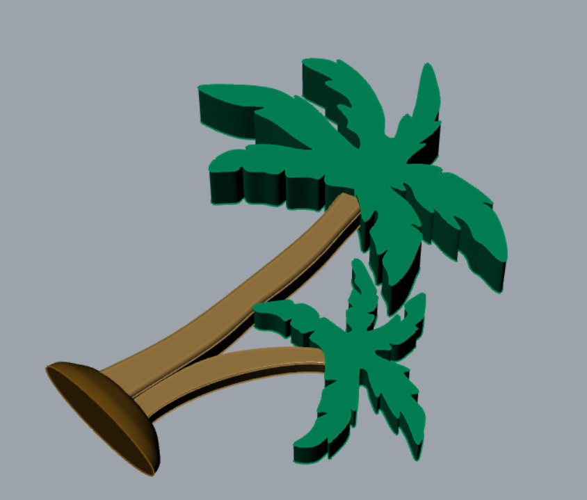 Palm Tree Charm Set 3 Tropical Styles Coconut Banana Classic 3D print model_4