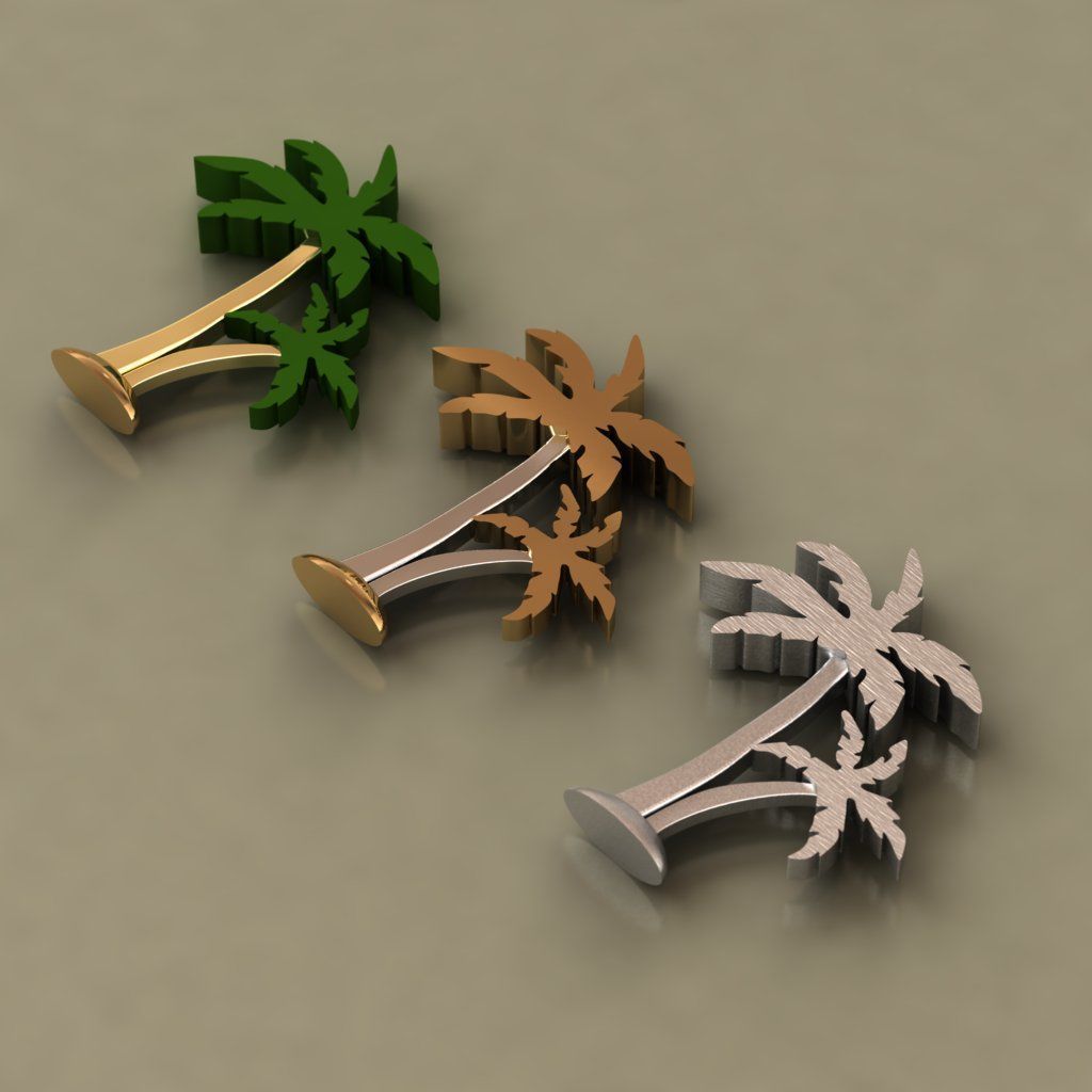 Palm Tree Charm Set 3 Tropical Styles Coconut Banana Classic 3D print model_2