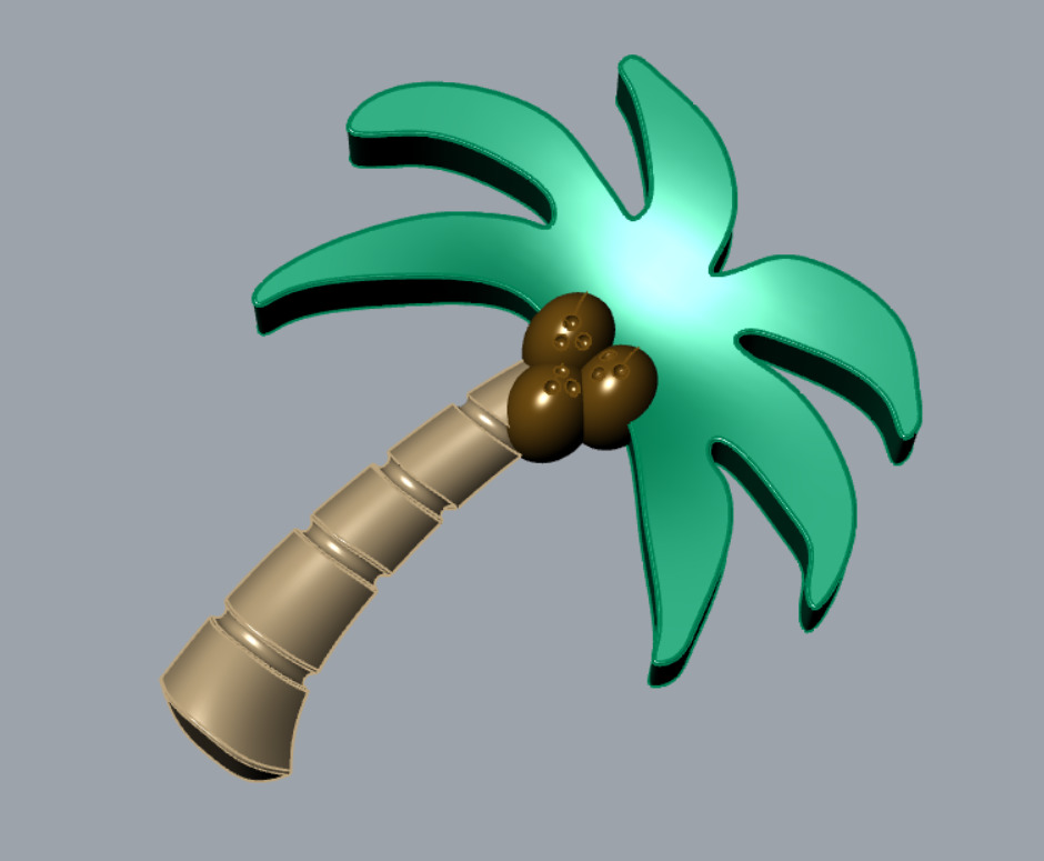 Palm Tree Charm Set 3 Tropical Styles Coconut Banana Classic 3D print model_6