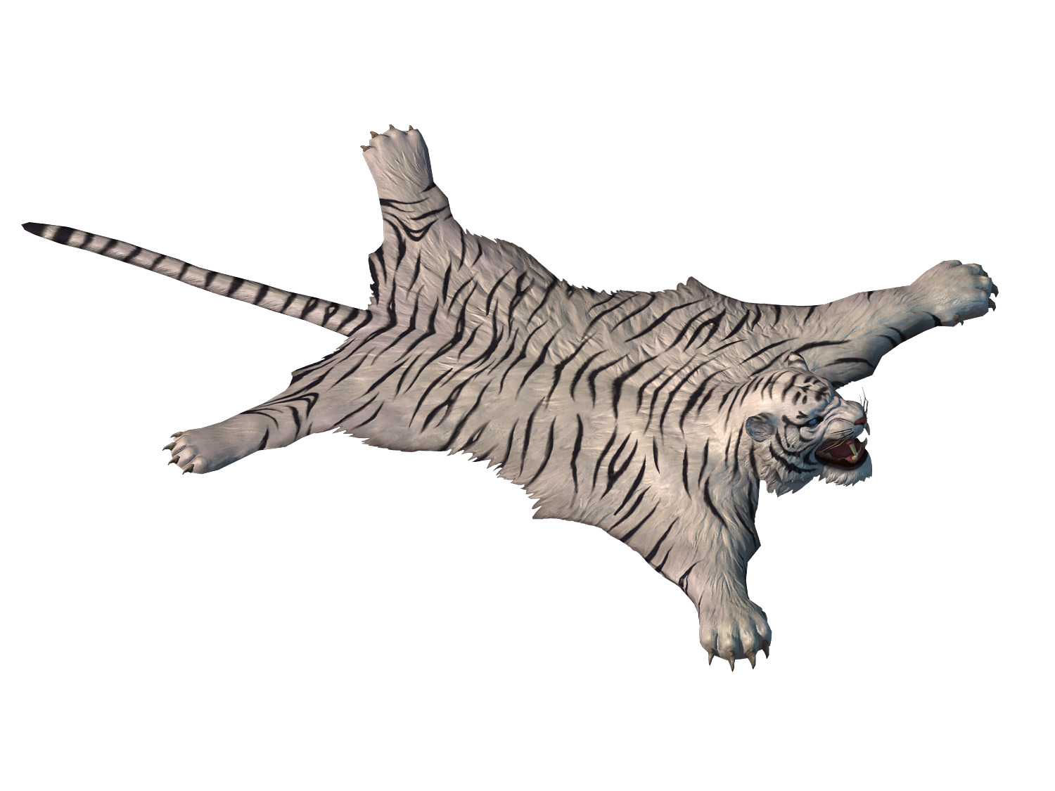 Tiger skin fur white tiger carpet low poly Low-poly 3D model_3
