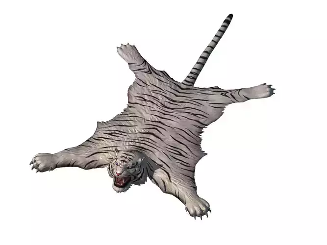 Tiger skin fur white tiger carpet low poly