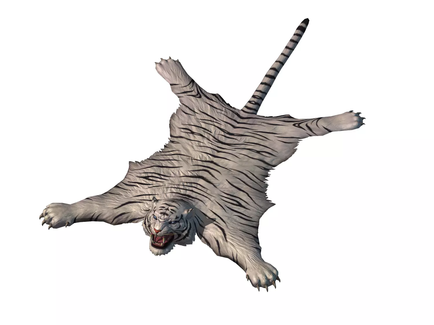 Tiger skin fur white tiger carpet low poly Low-poly 3D model_0